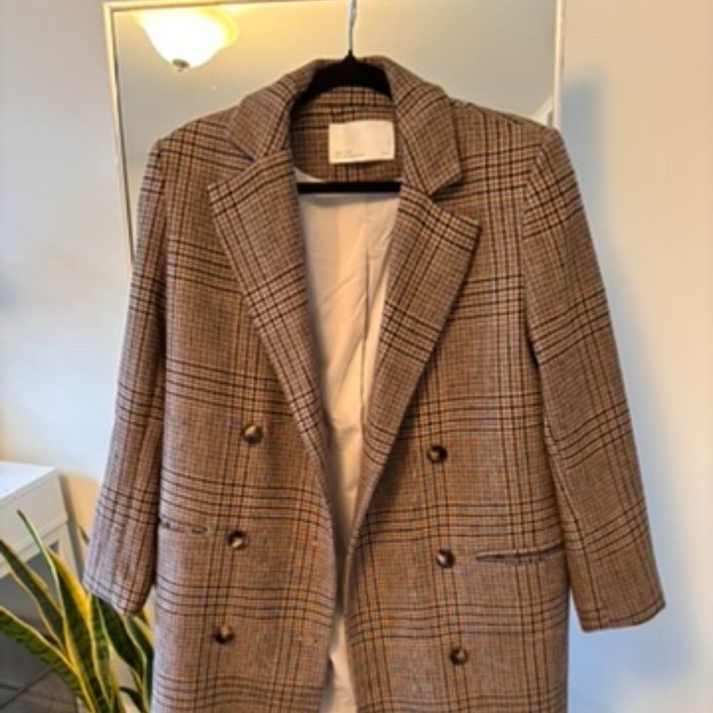 Wool Blend Coat Double Breasted - Oat and Fort